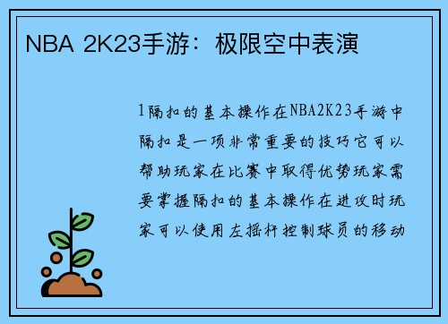NBA 2K23手游：极限空中表演